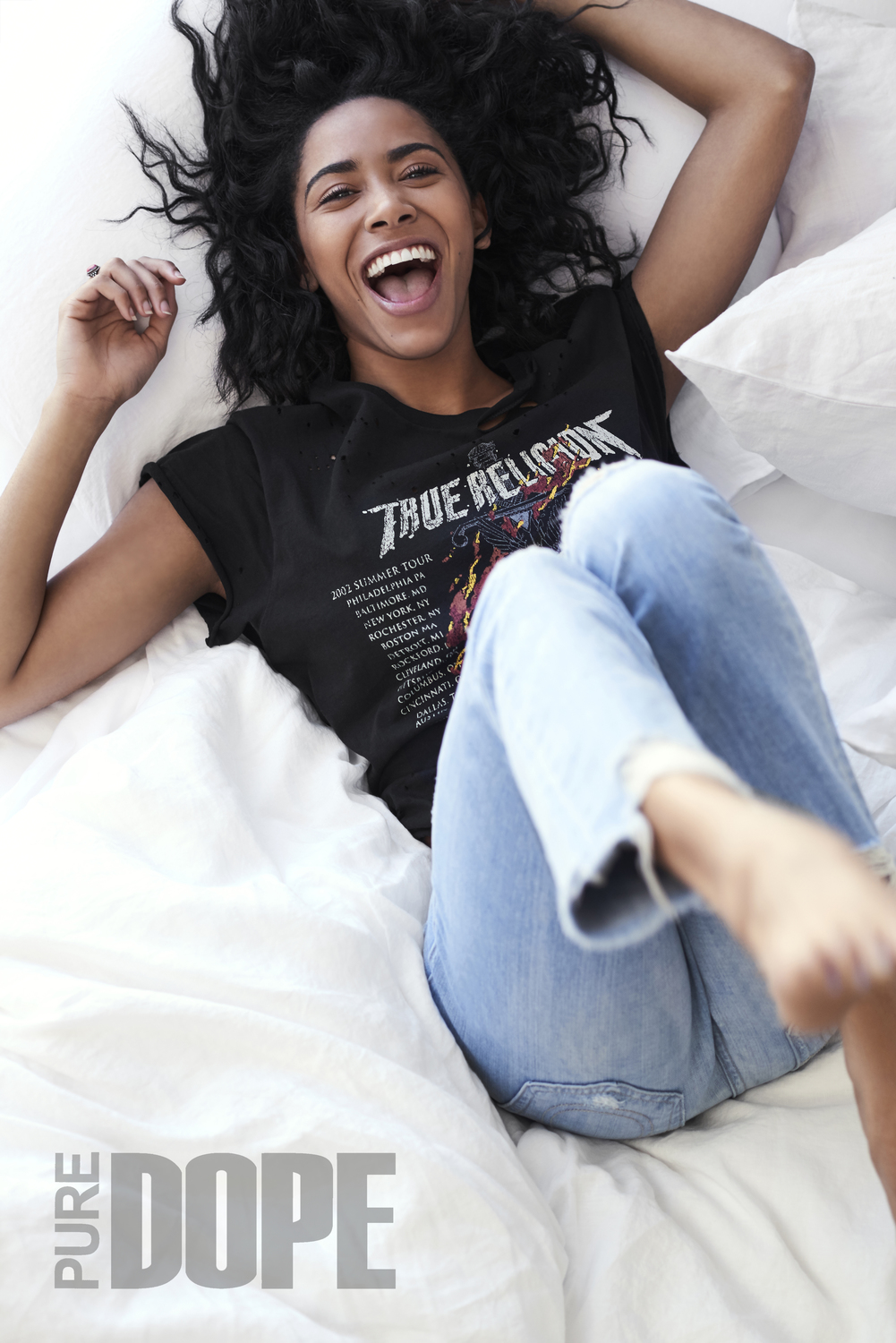 Herizen Guardiola reps True Religion in Pure DOPE Magazine's SS17 Issue